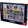 Christmas Cat Stamp Collection 1000 Piece Jigsaw Puzzle