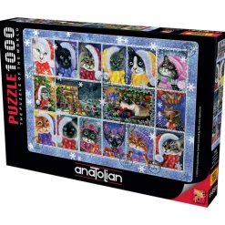 Christmas Cat Stamp Collection 1000 Piece Jigsaw Puzzle