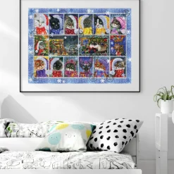 Christmas Cat Stamp Collection 1000 Piece Jigsaw Puzzle