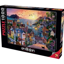 Coastal Town at Sunset 1000 Piece Jigsaw Puzzle